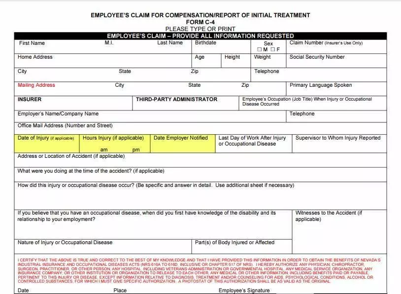 Nevada C-4 Form